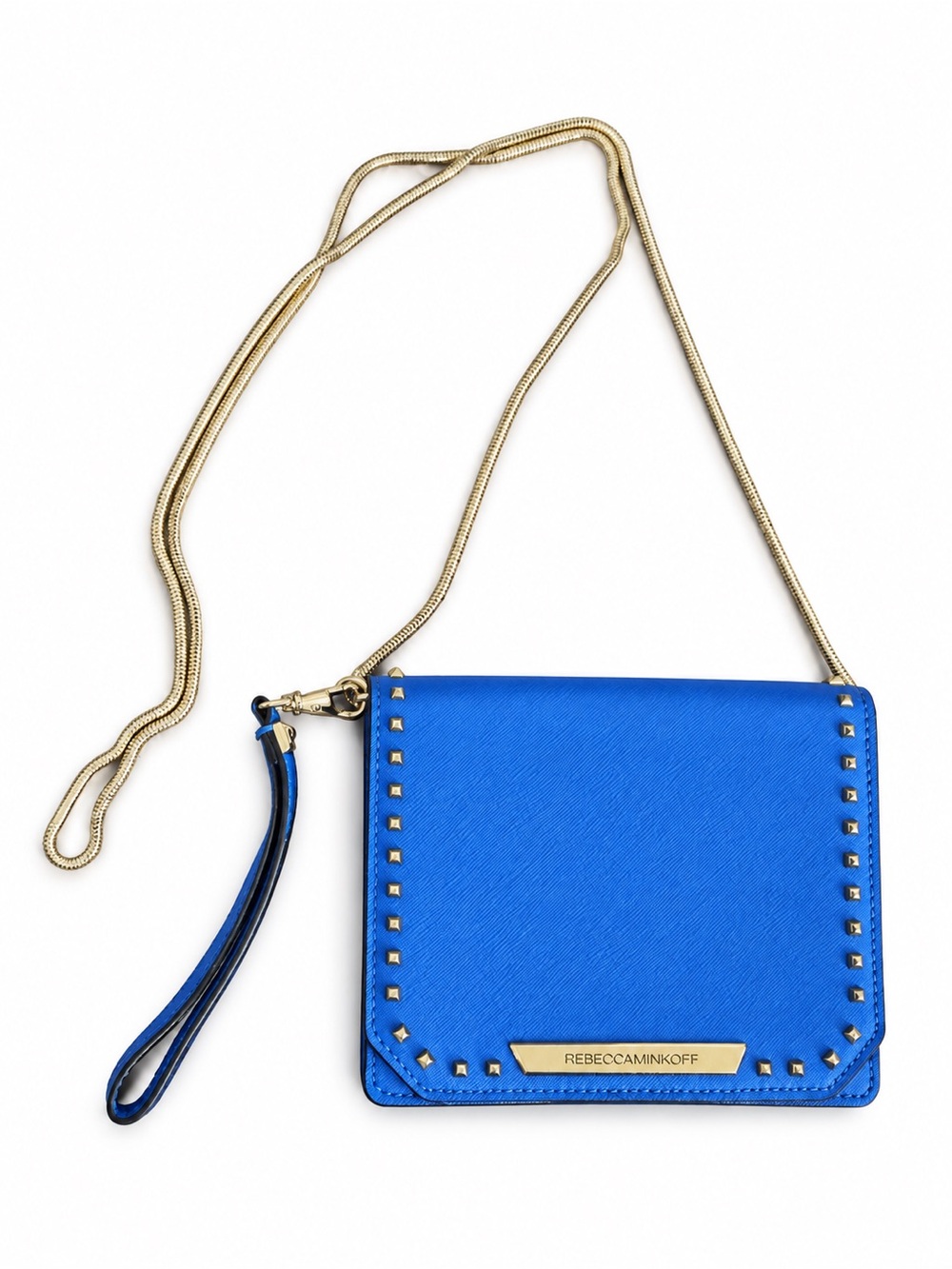 Rebecca Minkoff Electric Blue Studded Leather Crossbody Wristlet Bag